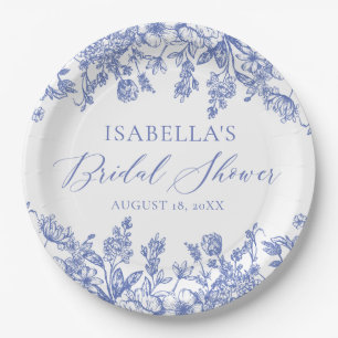 Plato De Papel Ducha azul de novia victoriana china