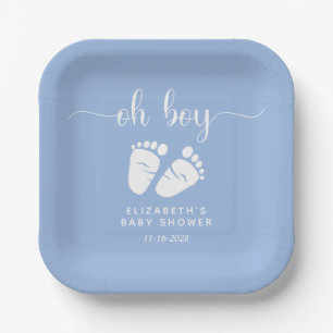 Plato De Papel Ducha bebé de pies azules