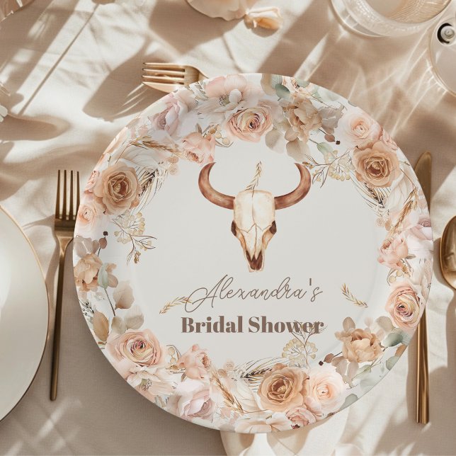 Plato De Papel Ducha Boho Floral Western Bridal (Subido por el creador)
