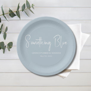 Plato De Papel Ducha Bridal Azul Luminoso Elegante
