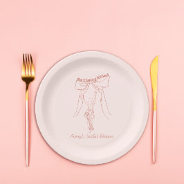 Plato De Papel Ducha Bridal De Coquette De Mano Dibujada A Mano