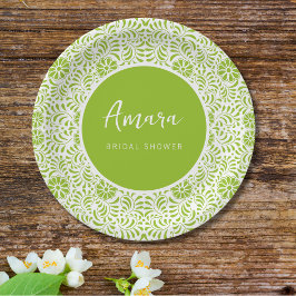 PLATO DE PAPEL DUCHA BRIDAL DE TALAVERA BLANCA Y VERDE