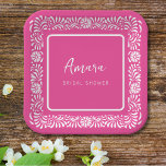 PLATO DE PAPEL DUCHA BRIDAL DE TALAVERA ROSA<br><div class="desc">Hermosas flores de Talavera Mexicana Rosa</div>