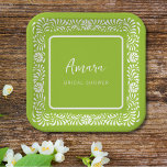 PLATO DE PAPEL DUCHA BRIDAL VERDE DE TALAVERA<br><div class="desc">Hermosas flores verdes de Talavera Mexicana</div>