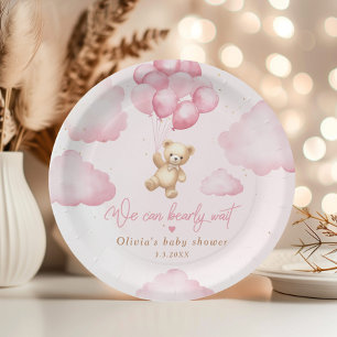 Plato De Papel Ducha chica de oso de peluche rosa que podemos esp