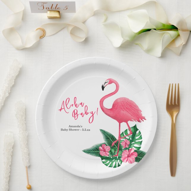 Plato De Papel Ducha de Bebé Aloha (Boda)