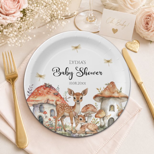 Plato De Papel Ducha de Bebé Animales del Bosque Boho (Subido por el creador)