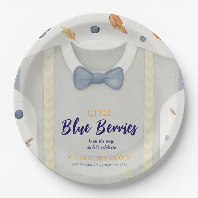 Plato De Papel Ducha de bebé autum otoño burlap bodysuit (Anverso)