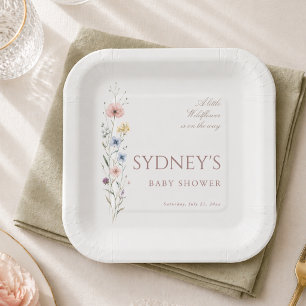 Plato De Papel Ducha de bebé botánica de florecilla silvestre neu