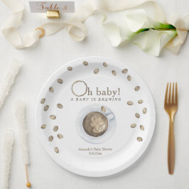 Plato De Papel Ducha de bebé Café Un bebé está en preparación