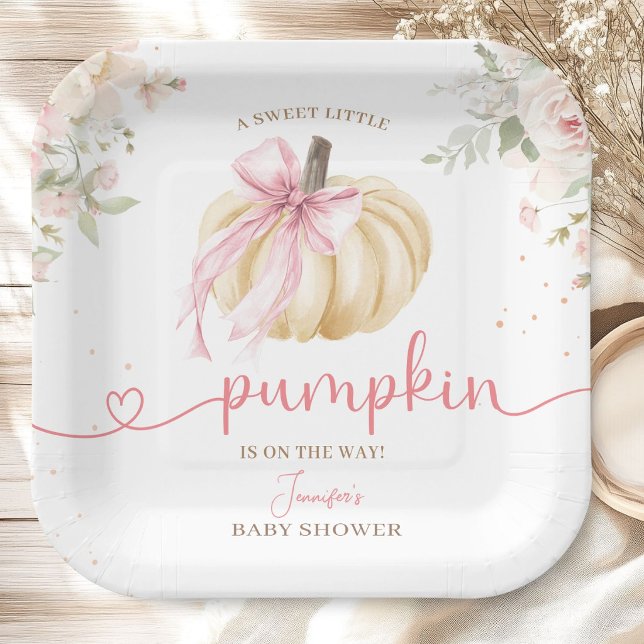 Plato De Papel Ducha de Bebé Calabacita Rosa (Subido por el creador)