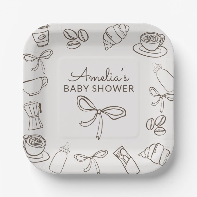 Plato De Papel Ducha de bebé caprichosa Café Bebe  (Anverso)