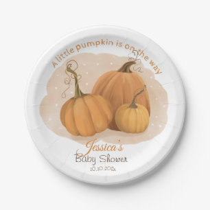 Plato De Papel Ducha de bebé con acuarela de calabaza
