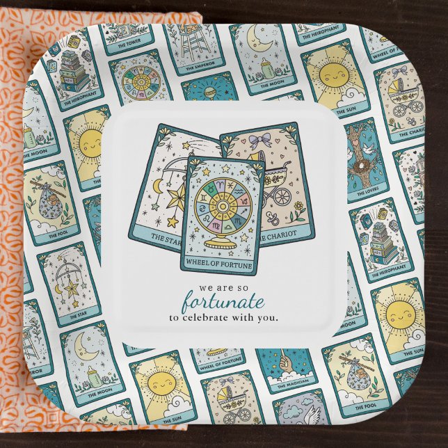 Plato De Papel Ducha de Bebé con Cartas de Tarot (Subido por el creador)
