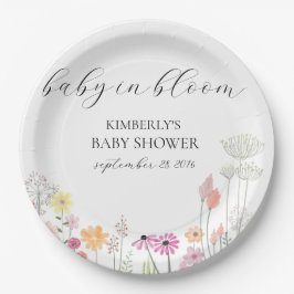 Plato De Papel Ducha de bebé con flores silvestres de primavera c