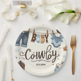 Plato De Papel Ducha de bebé Cowboy Placas de papel