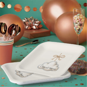 Plato De Papel Ducha de bebé Cream Blue Cloud Nine