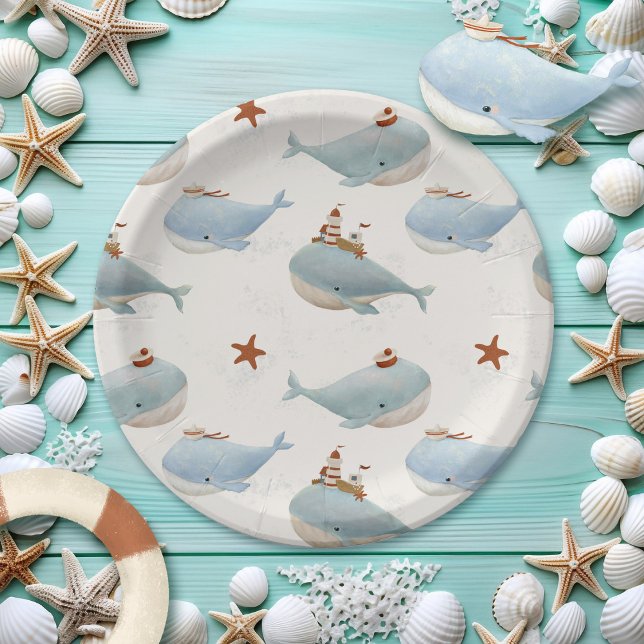 Plato De Papel Ducha de bebé de ballena Adorable (Subido por el creador)