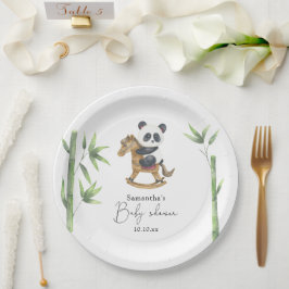 Plato De Papel Ducha de bebé de bambú y oso panda