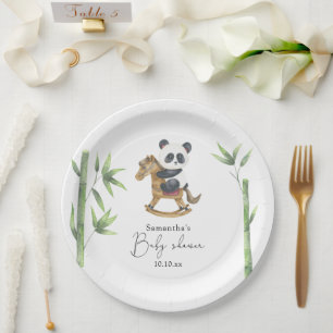 Plato De Papel Ducha de bebé de bambú y oso panda