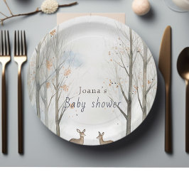 Plato De Papel Ducha de bebé de bosque