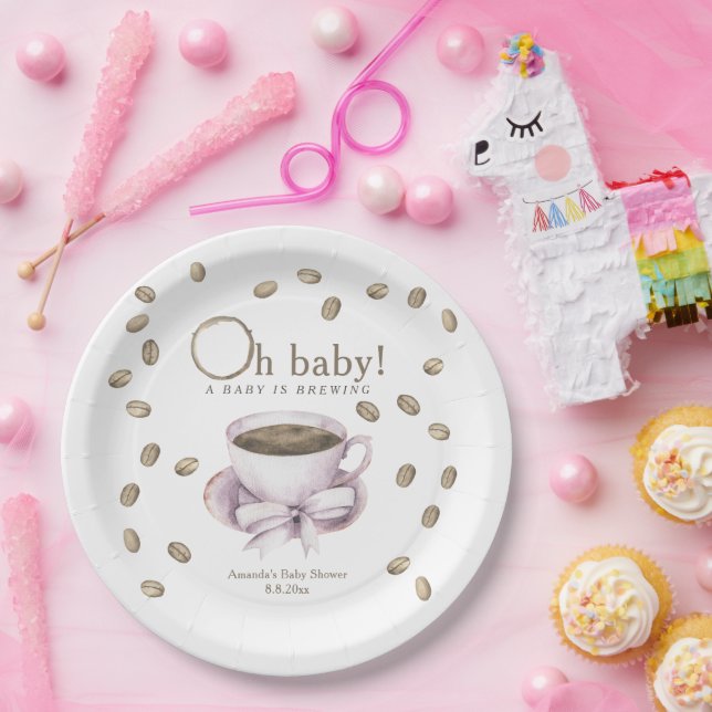 Plato De Papel Ducha de bebé de café y preparación de café con la (Fiesta)