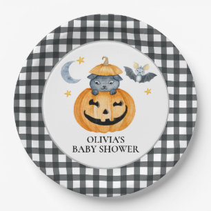 Plato De Papel Ducha de bebé de calabaza de Halloween Jack-O-Lant