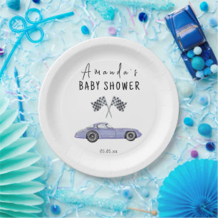 Plato De Papel Ducha de bebé de coche de carreras