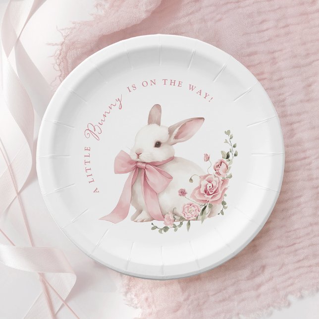 Plato De Papel Ducha de bebé de conejito rosa pequeño (Subido por el creador)