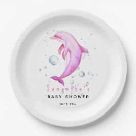 Plato De Papel Ducha de bebé de delfín oceánico acuático