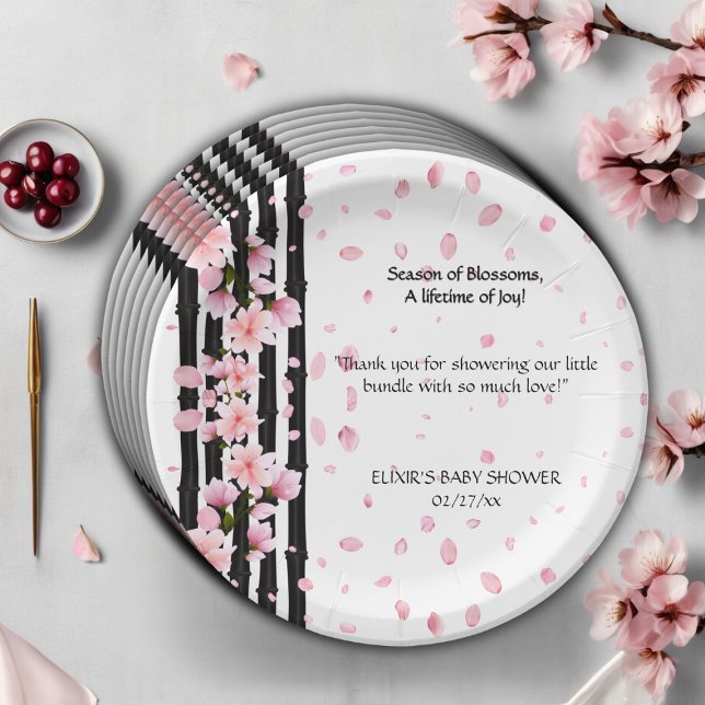 Plato De Papel Ducha de Bebé de Flor de Cerezo de Primavera Sakur (Subido por el creador)