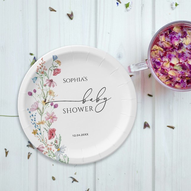 Plato De Papel Ducha de bebé de flores silvestres (Subido por el creador)