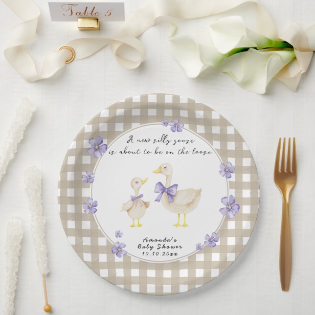 Plato De Papel Ducha de bebé de ganso tonto (Boda)