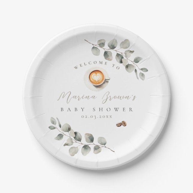 Plato De Papel ducha de bebé de grano de café  (Anverso)