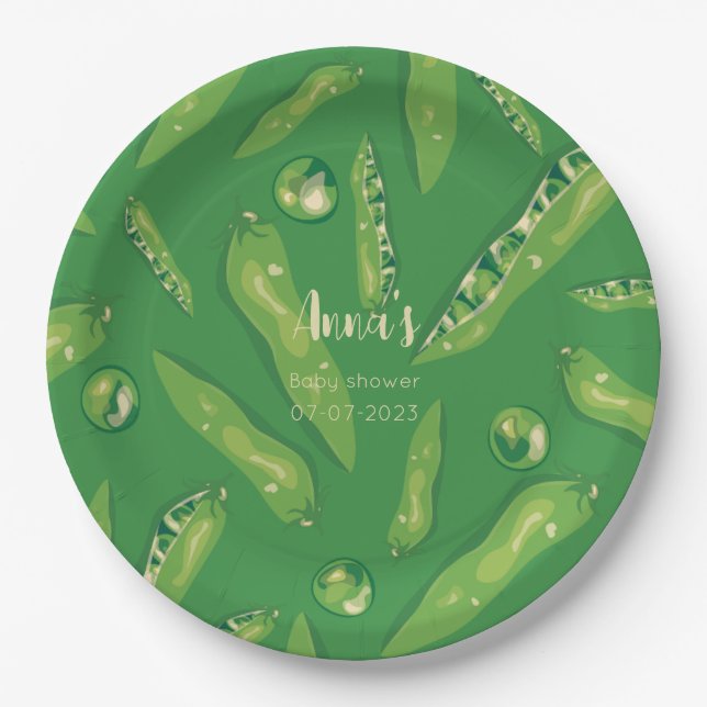 Plato De Papel Ducha de bebé de guisantes dulces (Anverso)