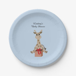 Plato De Papel Ducha de bebé de jirafa sentada