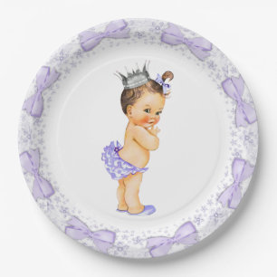 Plato De Papel Ducha de Bebé de la Princesa Púrpura