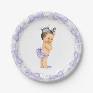 Plato De Papel Ducha de Bebé de la Princesa Púrpura