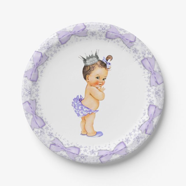 Plato De Papel Ducha de Bebé de la Princesa Púrpura (Anverso)