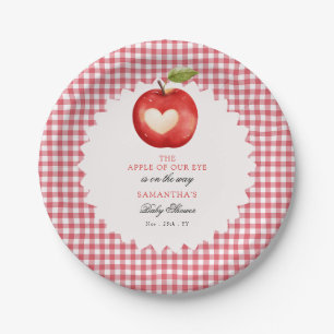Plato De Papel Ducha de Bebé de Manzana a Cuadros Rojos Apple of