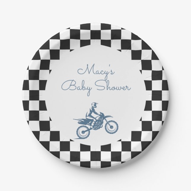 Plato De Papel Ducha de Bebé de Moto de Cross (Anverso)