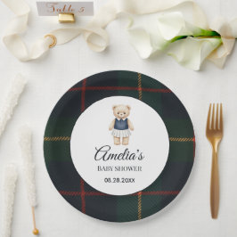Plato De Papel Ducha de bebé de oso de peluche clásico Polo a cua