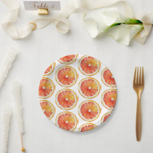 Plato De Papel Ducha de bebé de patrón de rodaja de naranja Littl