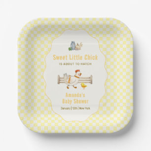 Plato De Papel Ducha de bebé de pollitos frescos de granja con gi