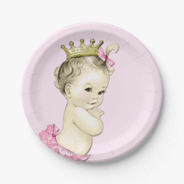 Plato De Papel Ducha de Bebé de Princesa Linda (Anverso)