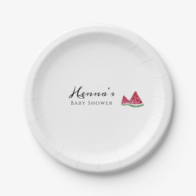 Plato De Papel Ducha de Bebé de Sandía de Verano (Anverso)