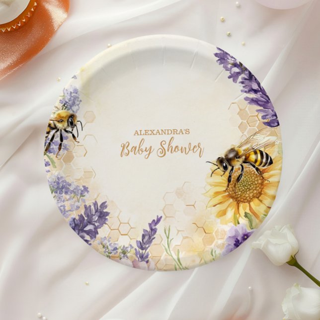 Plato De Papel Ducha de bebé de temática rústica 'Mamá Abeja' neu (Subido por el creador)