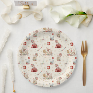 Plato De Papel Ducha de Bebé del Circo Carnaval Acuarela Capricho