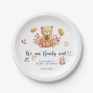 Plato De Papel Ducha de bebé del osito de otoño