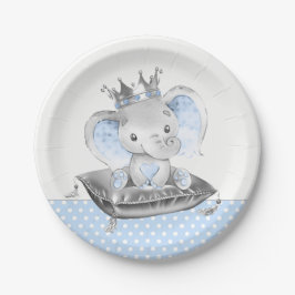 Plato De Papel Ducha de bebé del Príncipe Elefante